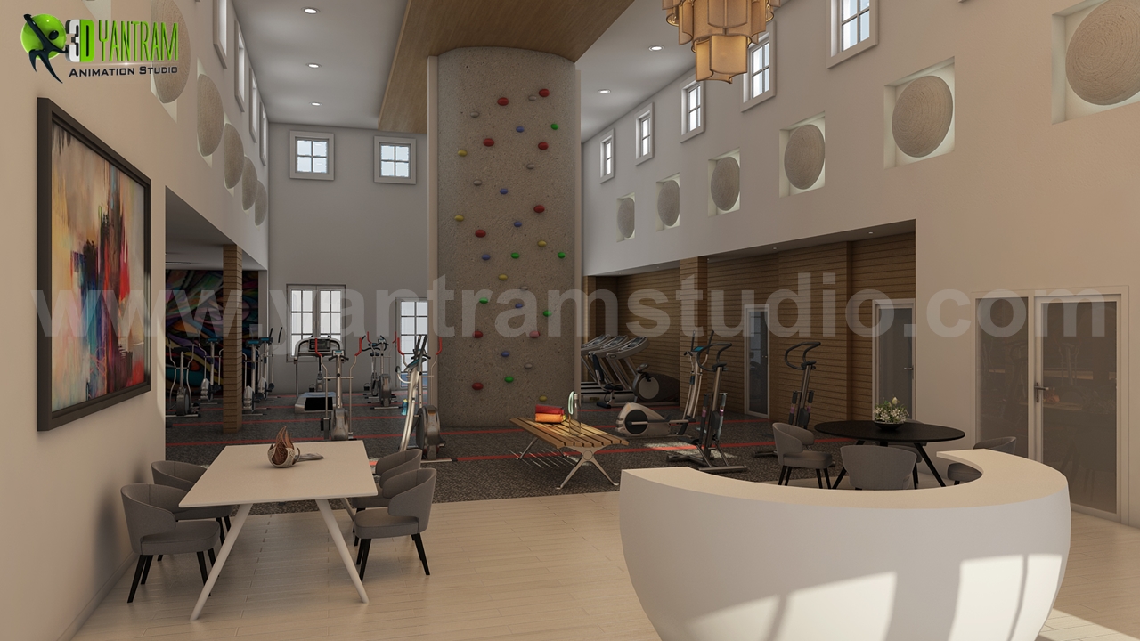 A Virtual Tour for Perfect House of Fitness – Gym Ideas of architectural rendering companies New York – USA