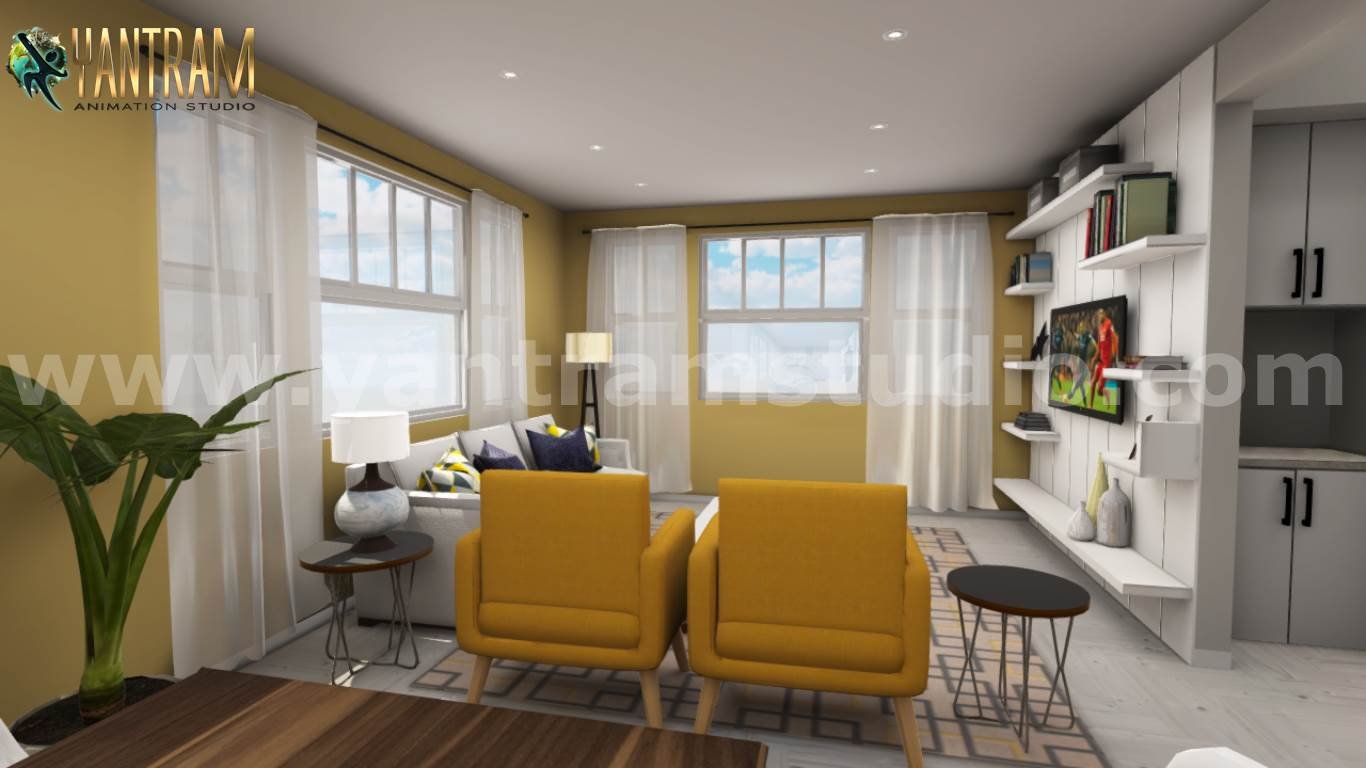 3D Interior Kitchen & Living room Design of Virtual Reality Real Estate Companies of 3d interior rendering company , Malta – Europe