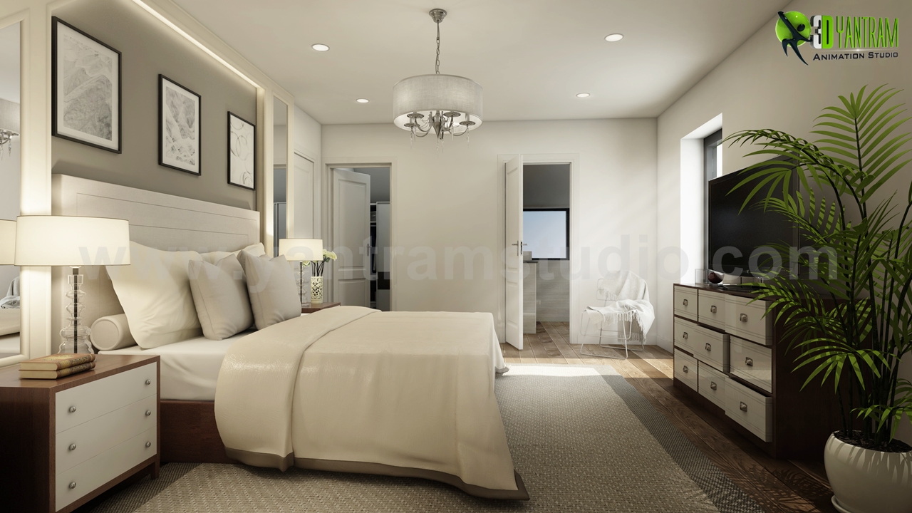 Master Bedroom of Farm House Designed by Yantram 3d Architectural Animation Studio