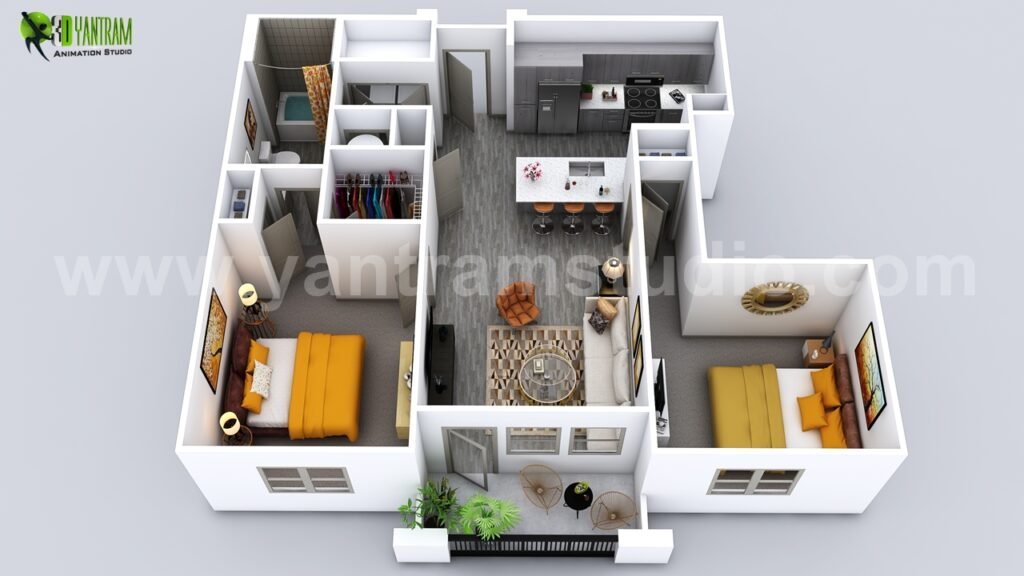 home's 3D Floor Design by Yantram Architectural design studio, Vegas – USA