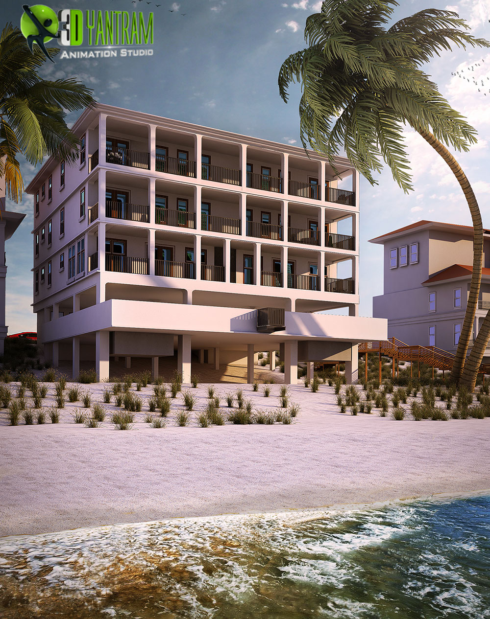 Beach Side Exterior House Rendering by Yantram 3d architectural visualization – Boston, USA