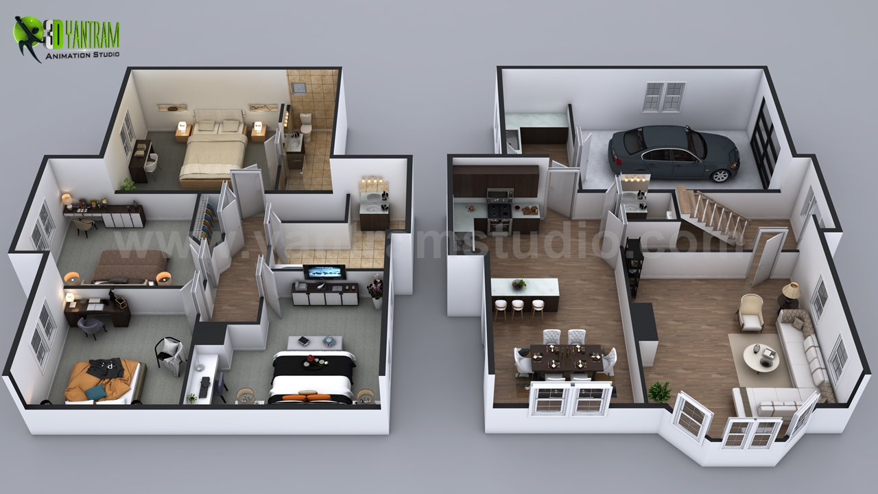 architectural, rendering, studio, animation, visualization, services, Idea, company, companies, firms, agency, floor plan, 2 story, home, 1500sq ft