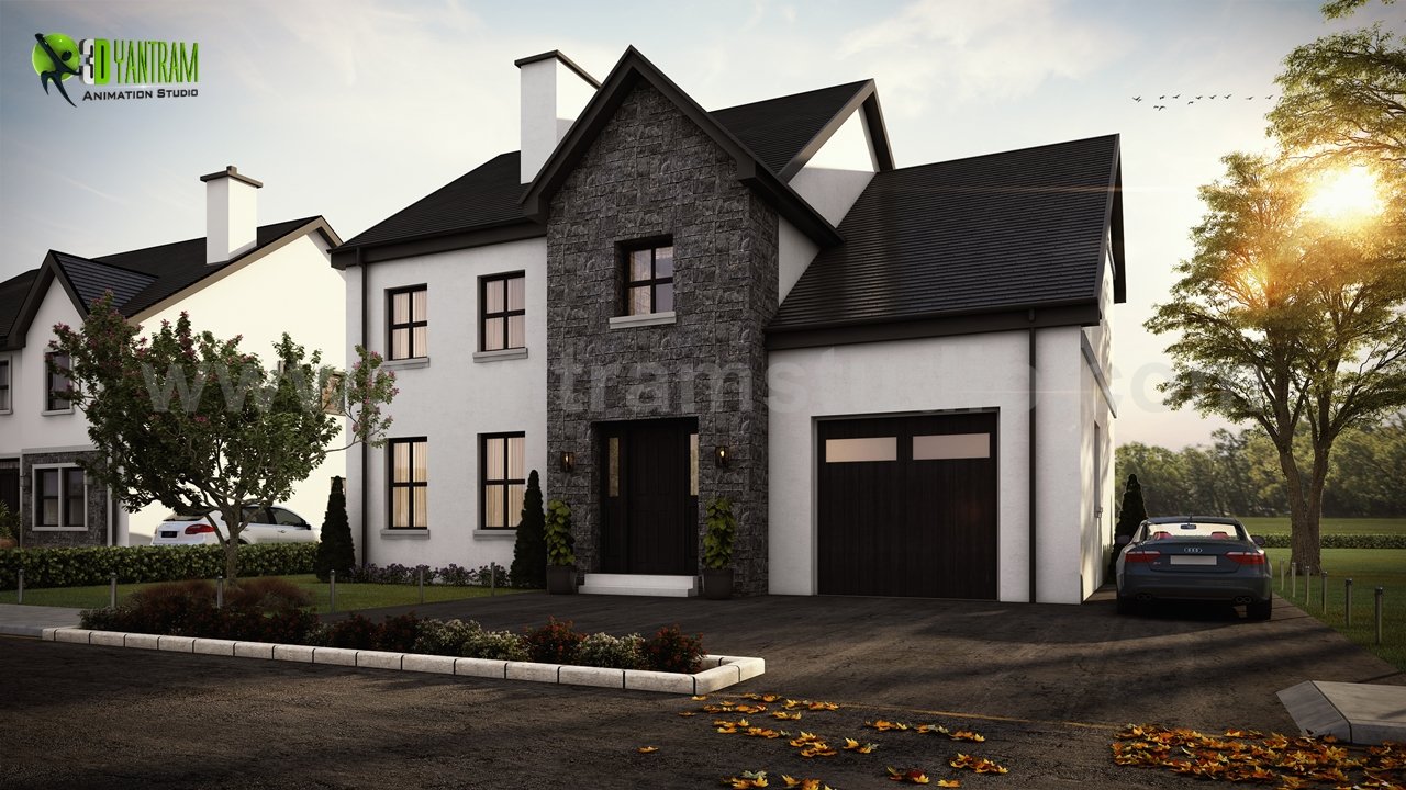 architectural, rendering, studio, animation, services, Idea, company, companies, firms, agency, exterior, Arial, home, bungalow, parking
