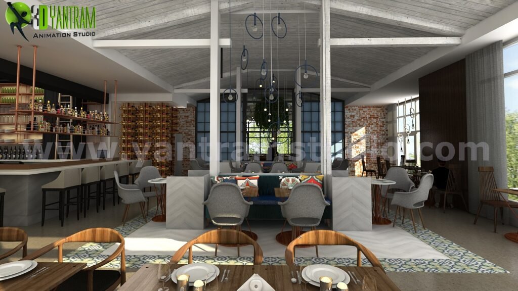 3d interior modeling Wonderfull Unique Bar & Restaurant Developed Sydney – Australia