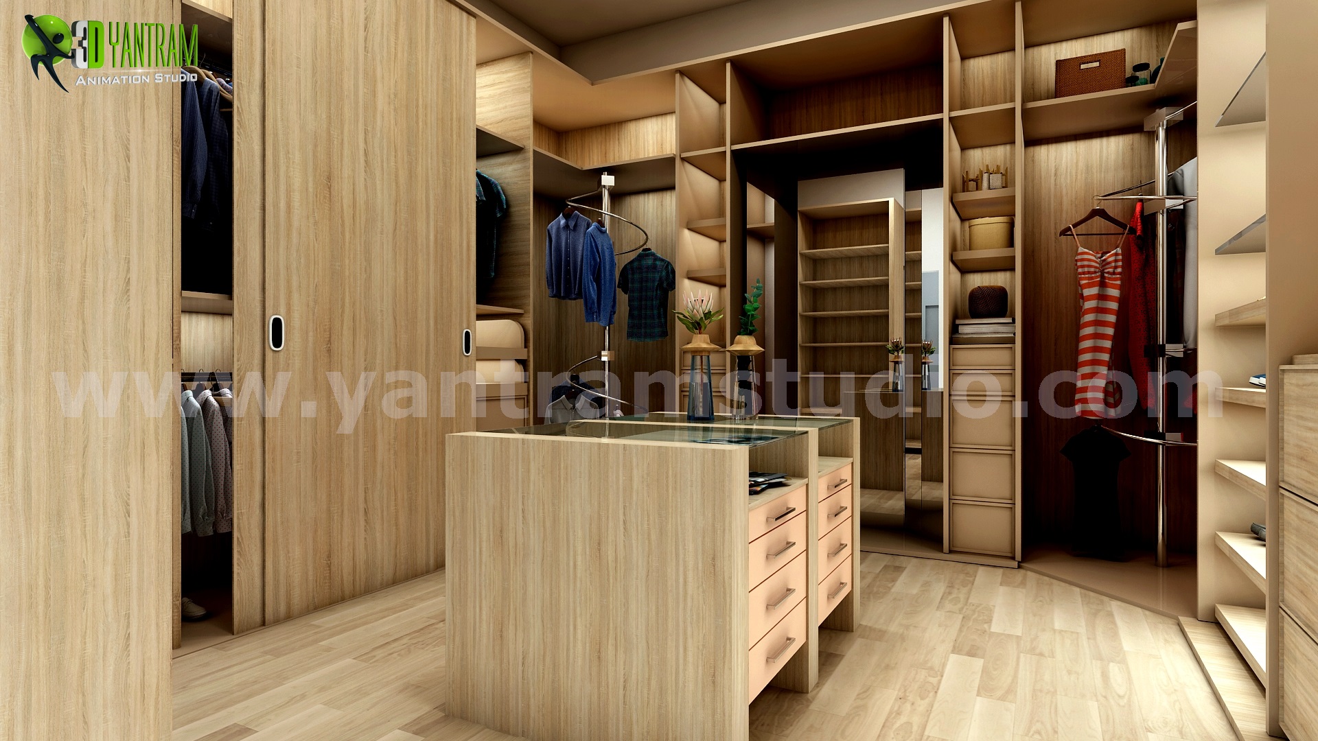 3d Interior visualization of  Bathroom Cloth Cupboard by Yantram Architectural Modeling Firm, Chicago, Illinois