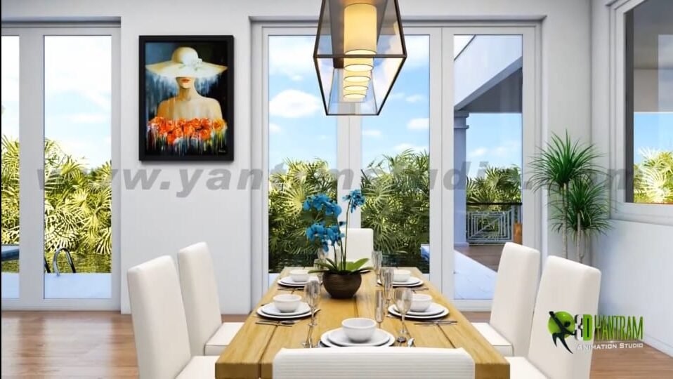 3d interior rendering, architectural, studio, animation, visualization, company, firms, designers, agency, modern, home, luxury, dining area