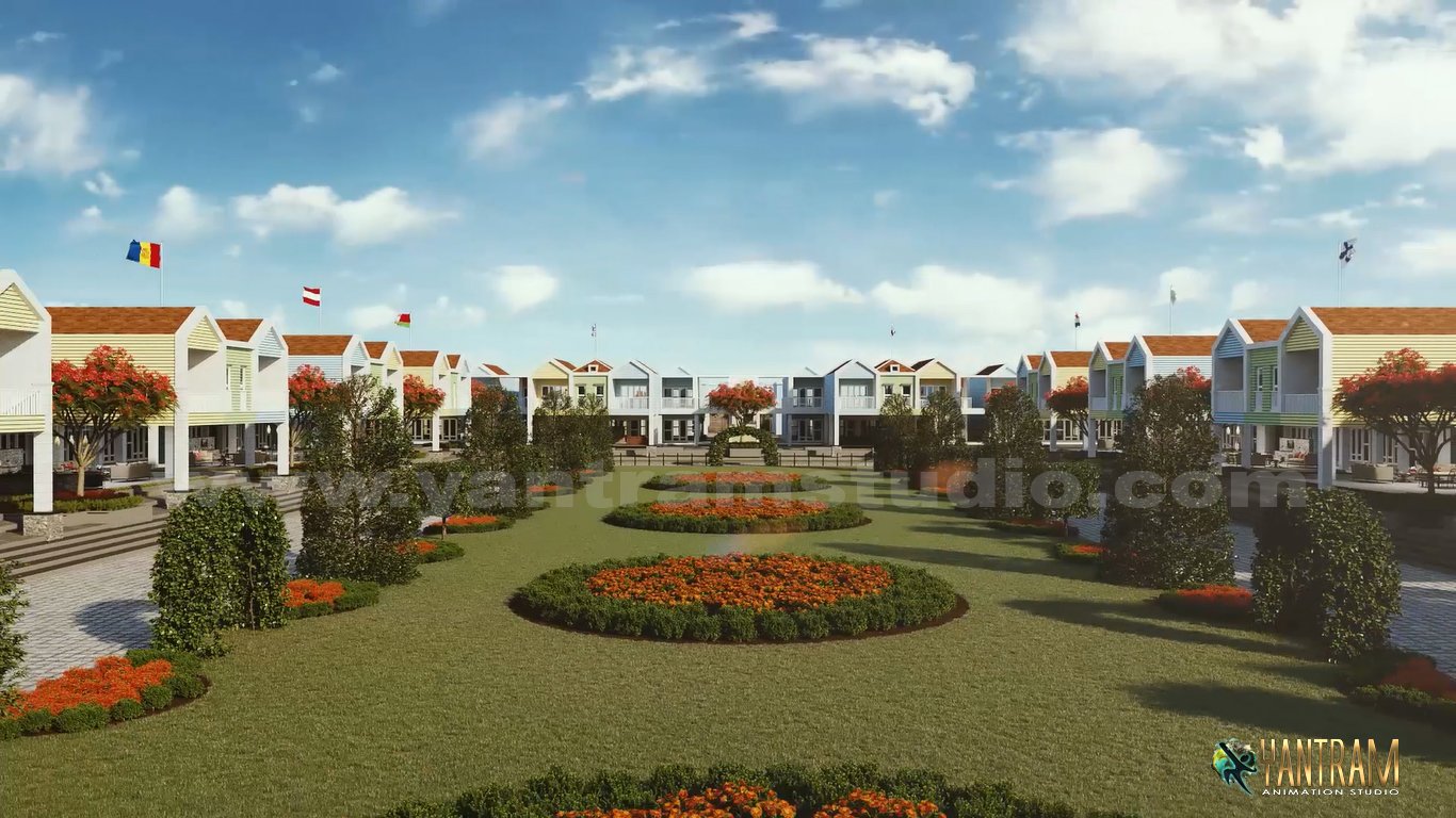 3d-Architectural-Visualization-of-Residential-Villa-garden,-Austin,-Texas