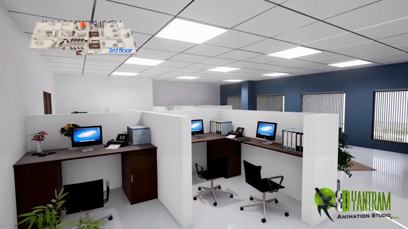 hospital staff workstation cabin design area idea view interior rendering