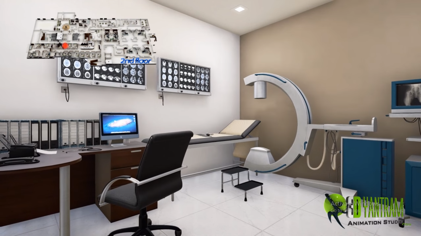 hospital doctor cabin design area idea view interior rendering 3d