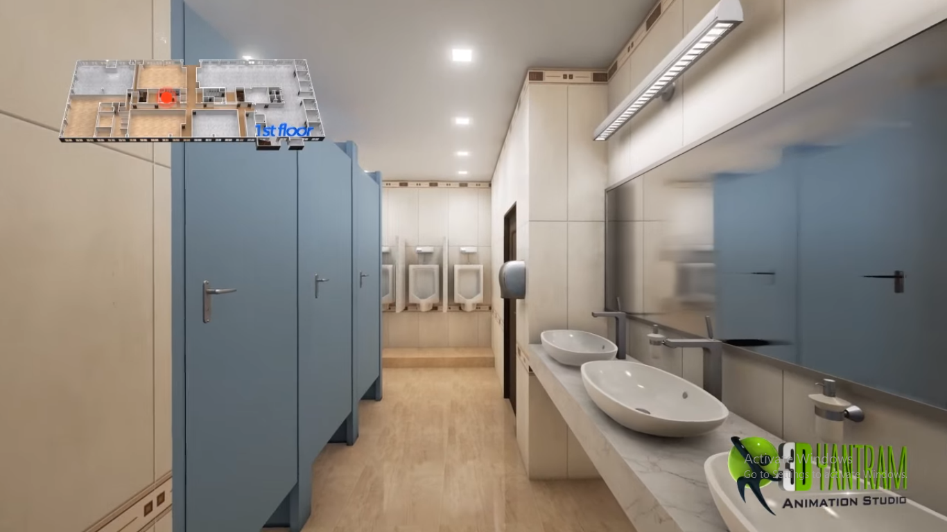 hospital bath room area design area idea view interior rendering 3d