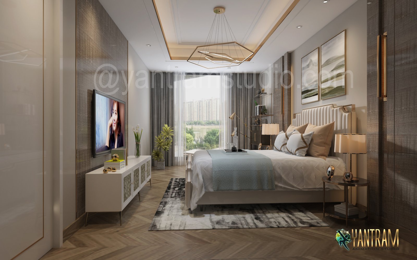 3D Interior Design of bedroom, Houston, Texas