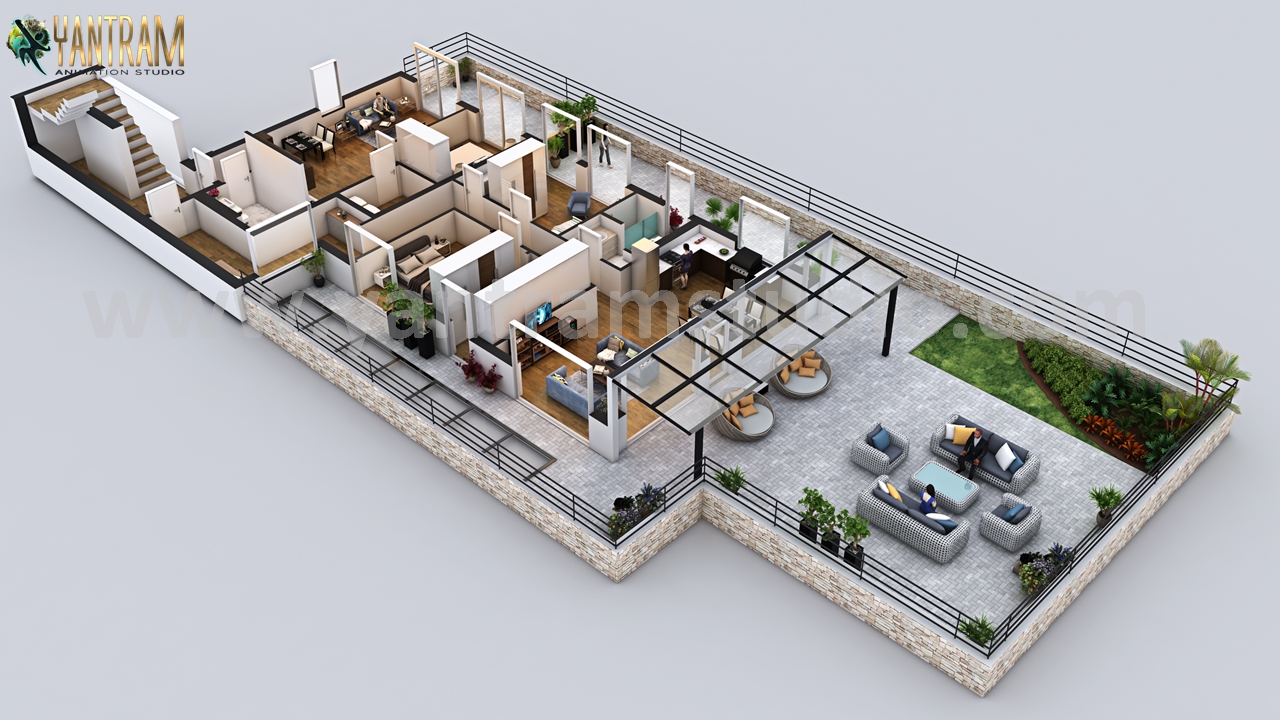 3d floor plan of residential house in New York city