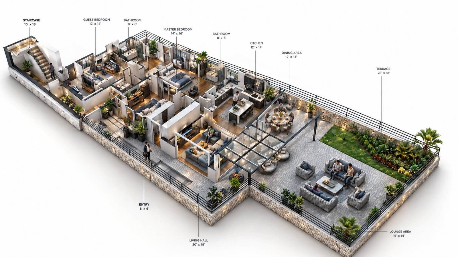 3d floor plan of residential house in New York city