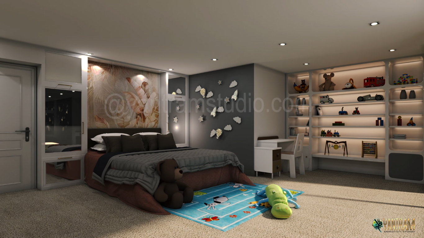 Architectural Interior Rendering of Kids Room in San Diego, California