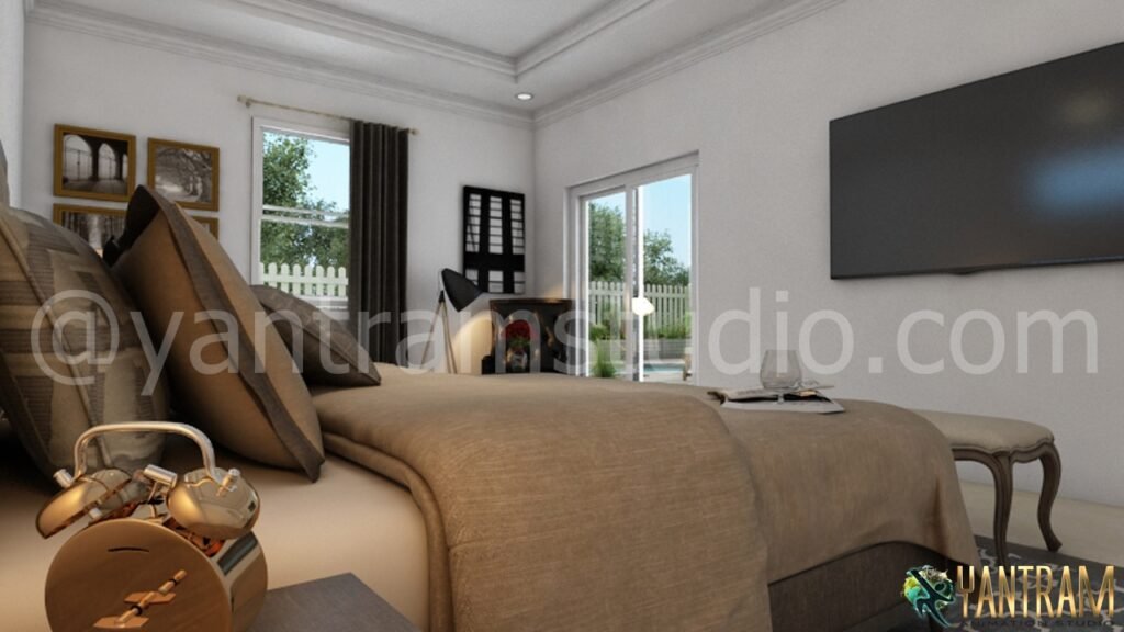 Architectural Interior Rendering of classic bedroom in Denton