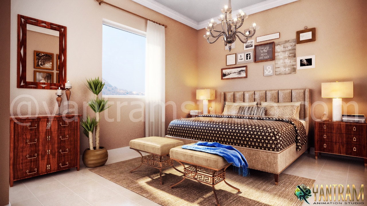 Architectural Interior Rendering of classic bedroom in Denton, Texas