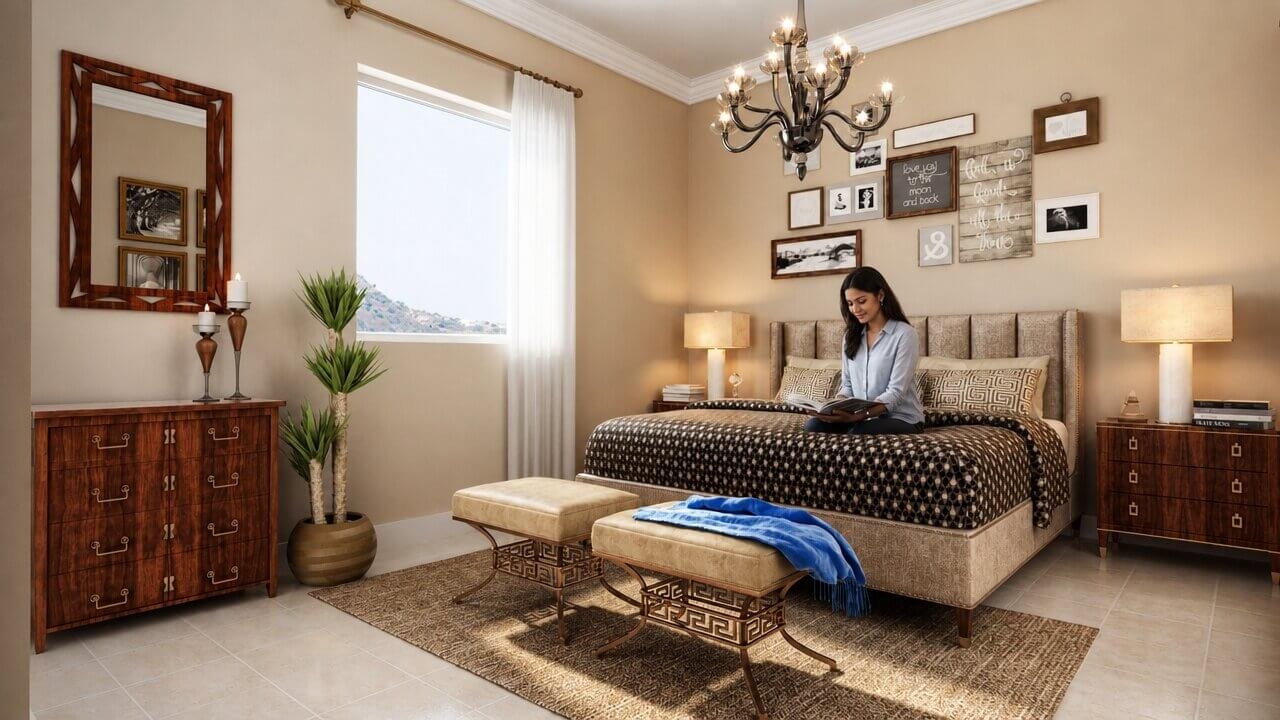 Architectural Interior Rendering of classic bedroom in Denton, Texas
