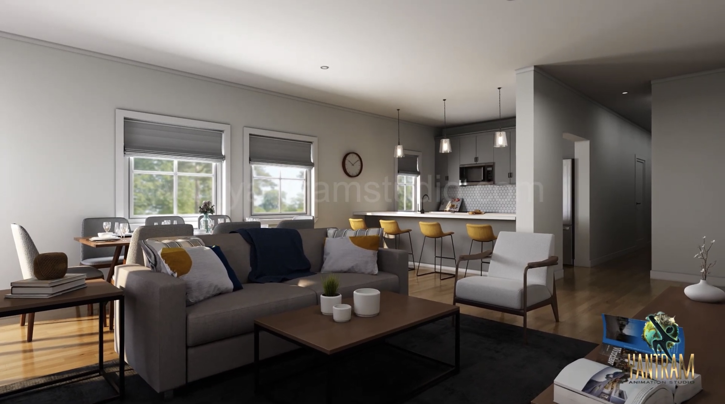 3D Interior Visualization of stunning living room