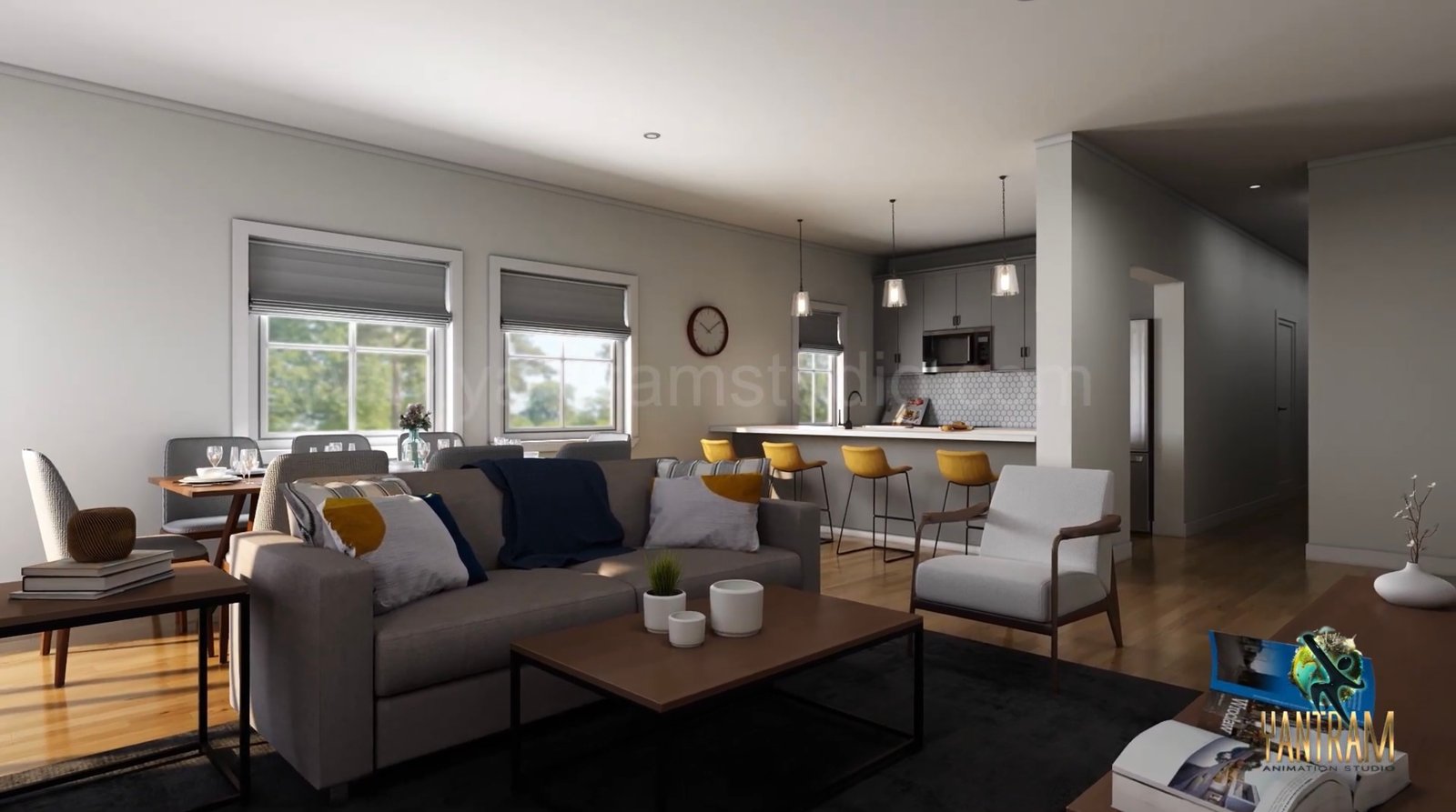 3D Interior Visualization of stunning living room
