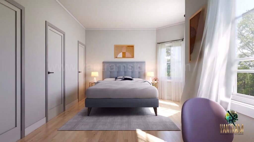 3D Interior Visualization of Bedroom in California
