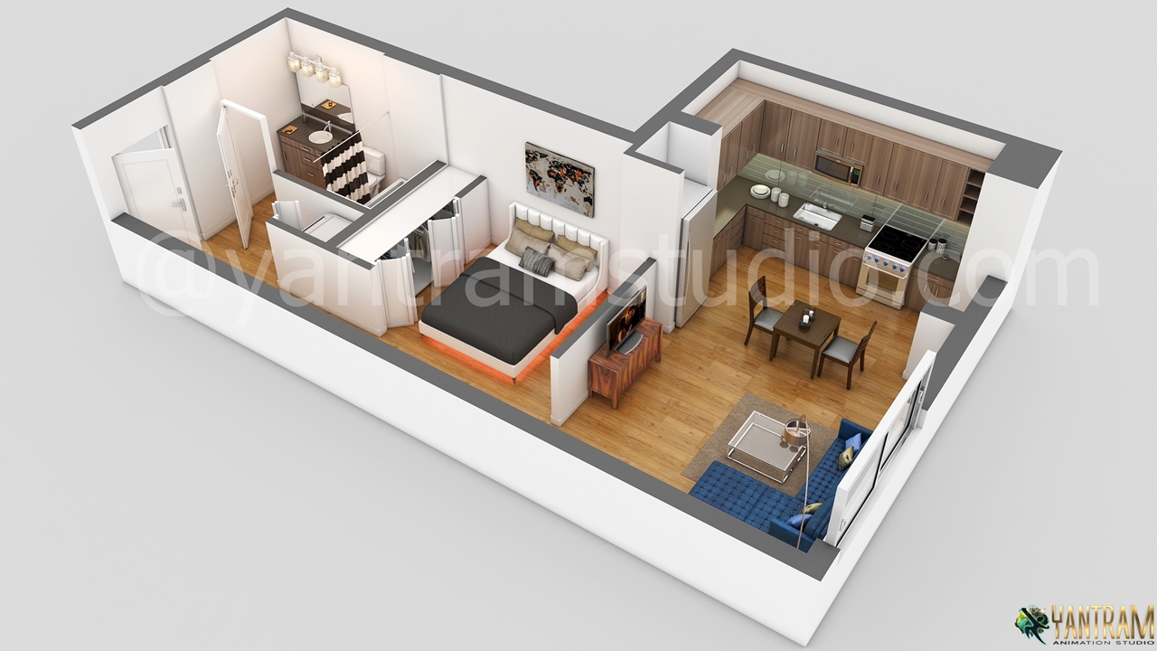 3D Floor Plan Rendering in Orlando designed by 3D Architectural Outsourcing Studio
