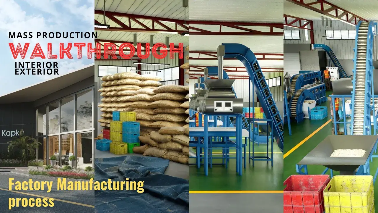 Dry Fruits Manufacturing Process A 3D Architectural Walkthrough of Mass Production Factories