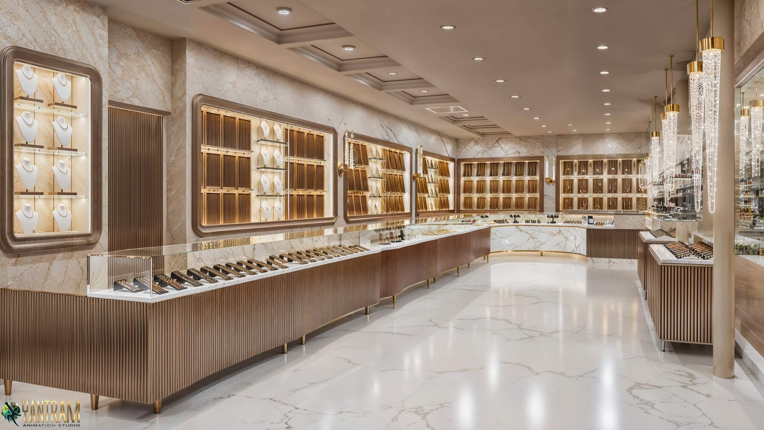 Captivating Elegance Enhance Your Jewelry Counter Displays with Expert 3D Architectural Rendering Services