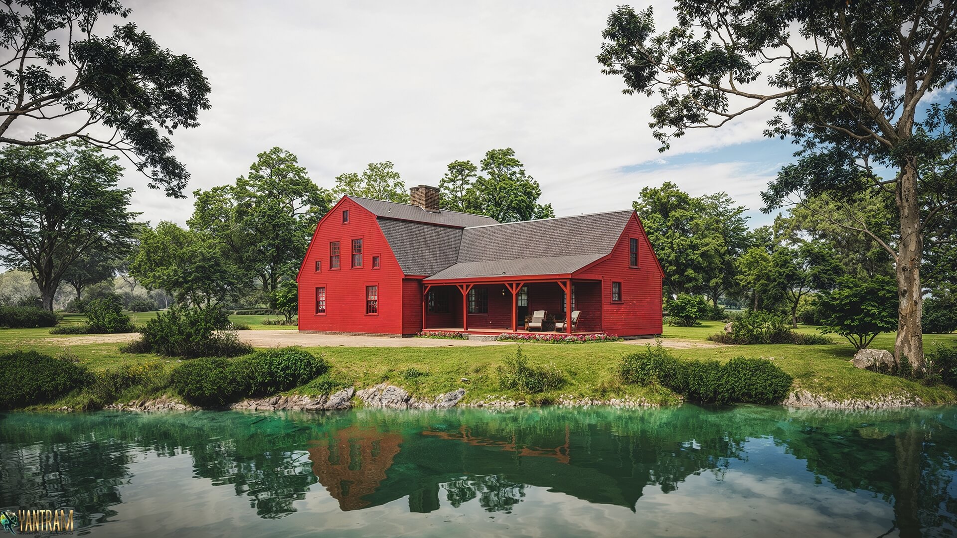 Transform Your Home Red House Exterior Design Ideas with Water Features