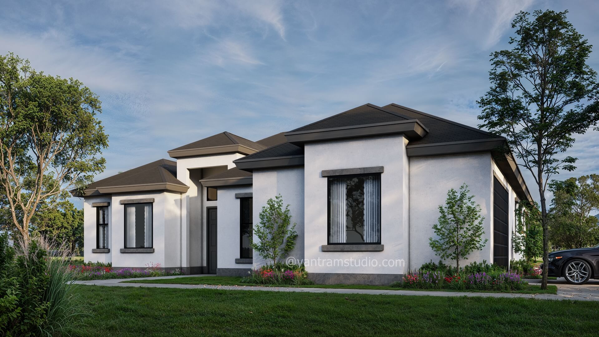 Stunning 3D Architectural Visualization Transform Your Bungalow Exterior Design with Realistic Renderings