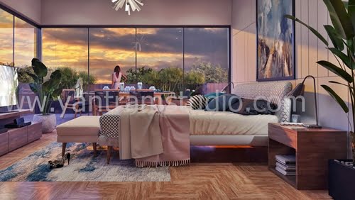 3D interior residential bed room Architectural Animation Apartment Interior walkthrough design visualization