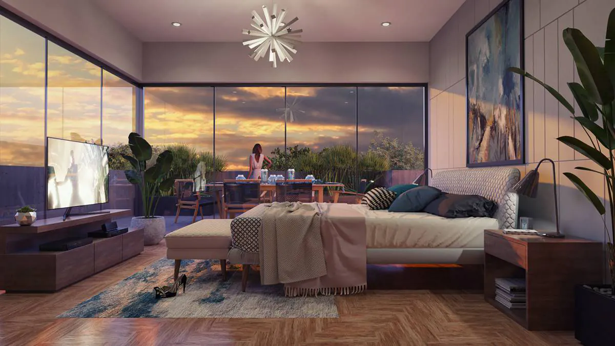 3D Master Bedroom Interior Rendering