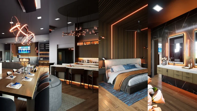 Architectural 3D Interior rendering studio animation visualization services design walkthrough bedroom living room kitchen dinning bath Idea designers