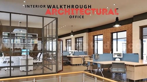 offices interior design idea Animation walkthrough workstation 3d company Architectural studio virtual tour lake side