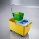 3D product rendering USA of cleaning mop bucket with wringer system, wheels, and durable plastic design in studio background