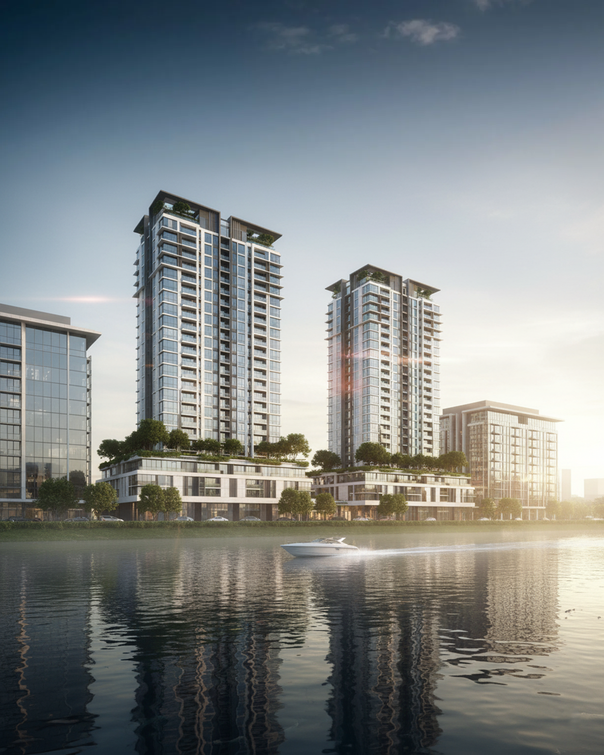 Waterfront Luxury in 3D High Rise Architectural Visualisation for Modern Urban Living