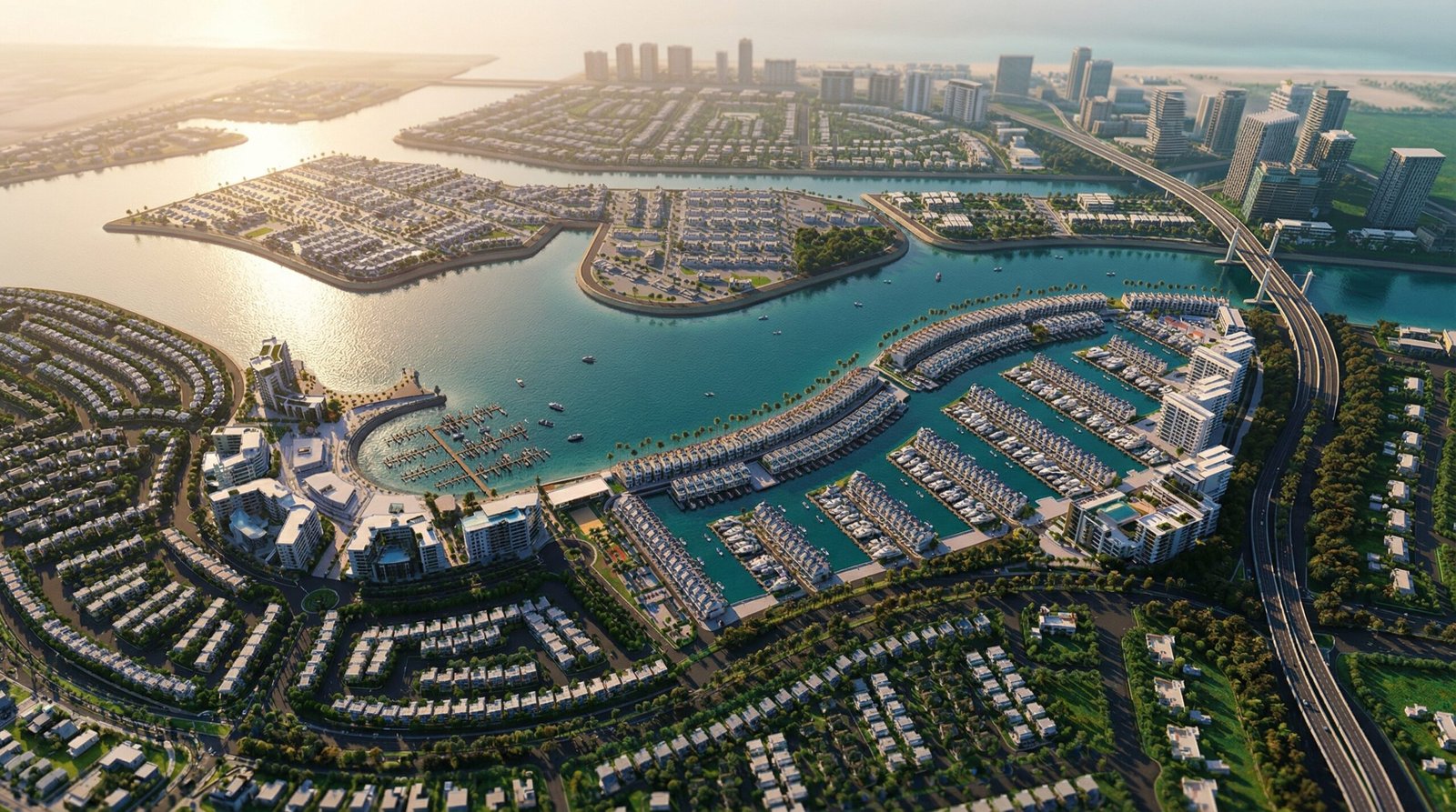 3D Architectural Rendering Riyadh Saudi Arabia – Aerial Beachfront Masterplan Marina Development CGI by Yantram Studio