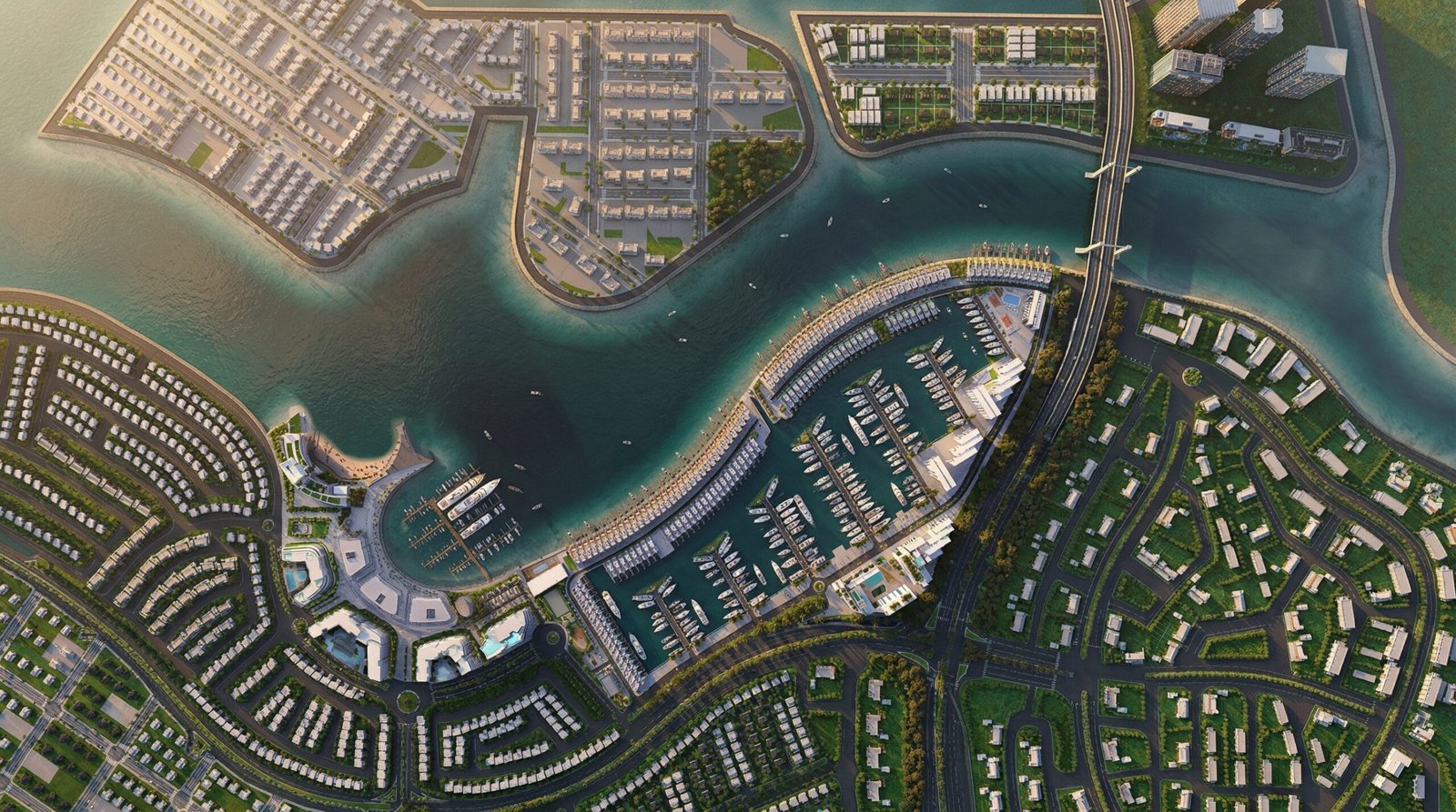 Bird View Rendering Saudi Arabia – Aerial Beachfront Marina Resort Visualization by Yantram