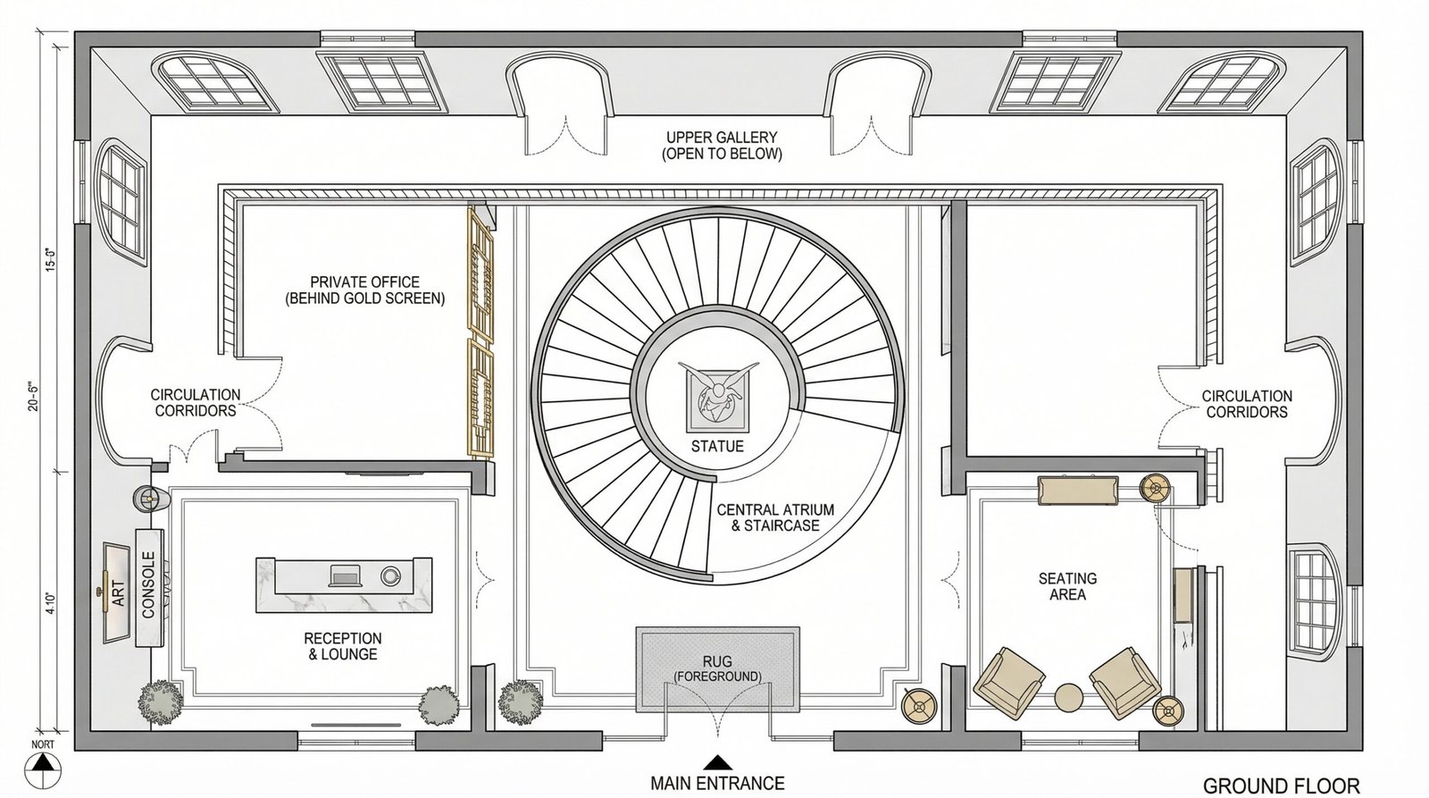 Original 2D ground floor plan architectural drawing supplied by the client