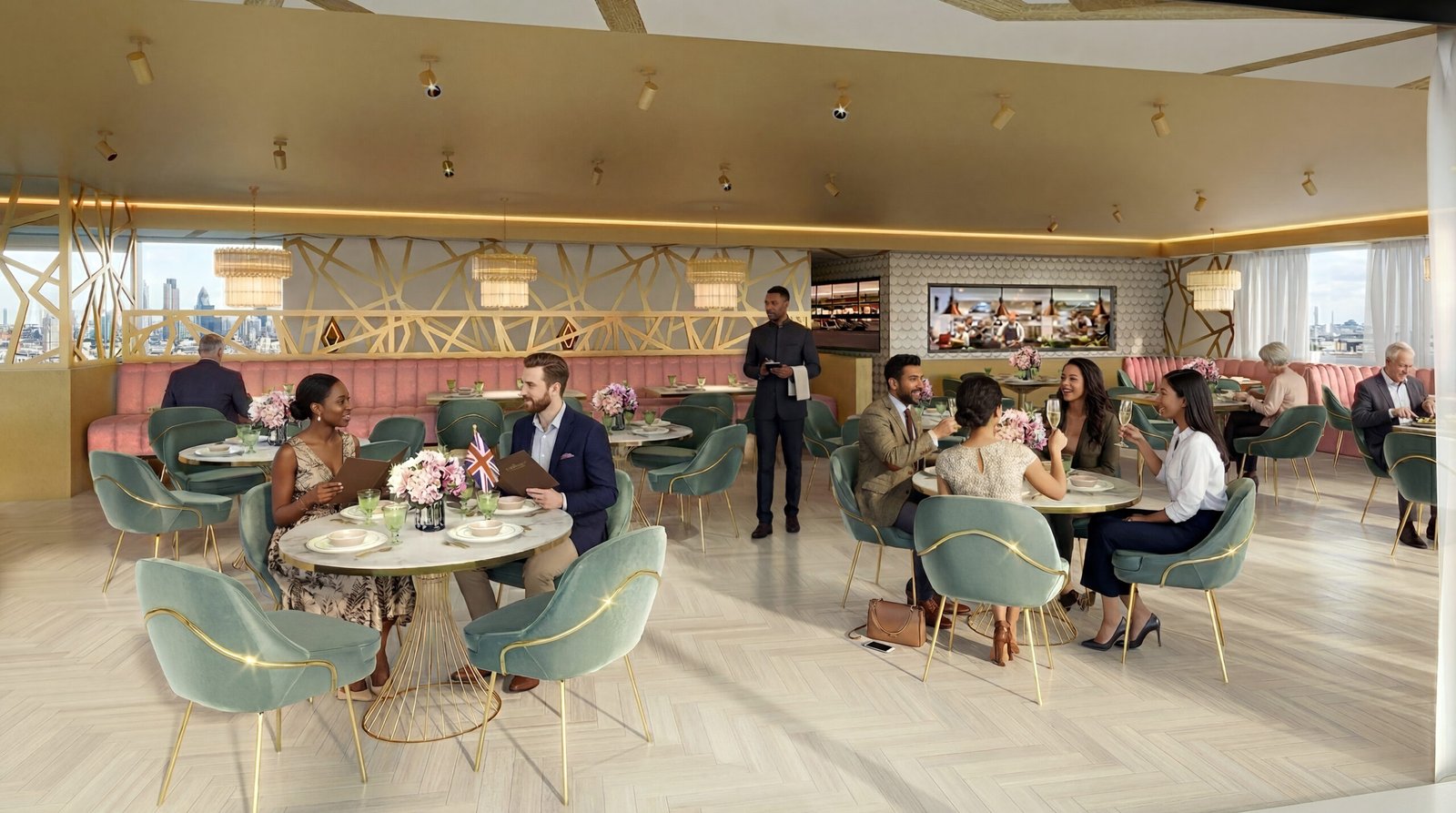 Luxury Restaurant Interior 3D Rendering London UK Modern Cafe Design