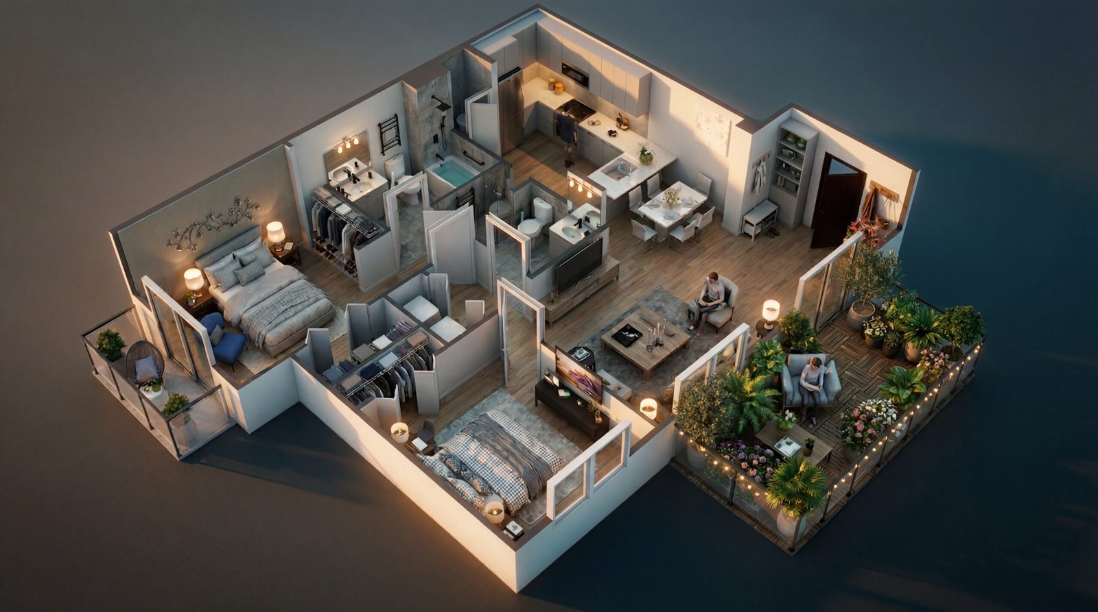 Modern Apartment Floor Plan 3D Rendering Manchester UK Residential Layout