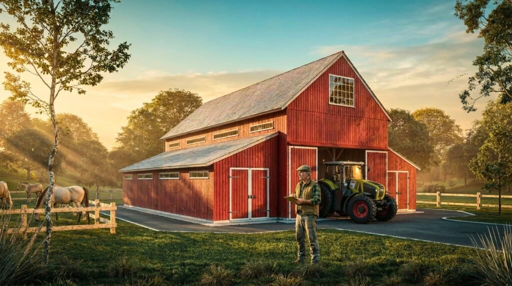 Modern barn house exterior architecture rendering in Australia — Architectural Rendering Company In Sydney