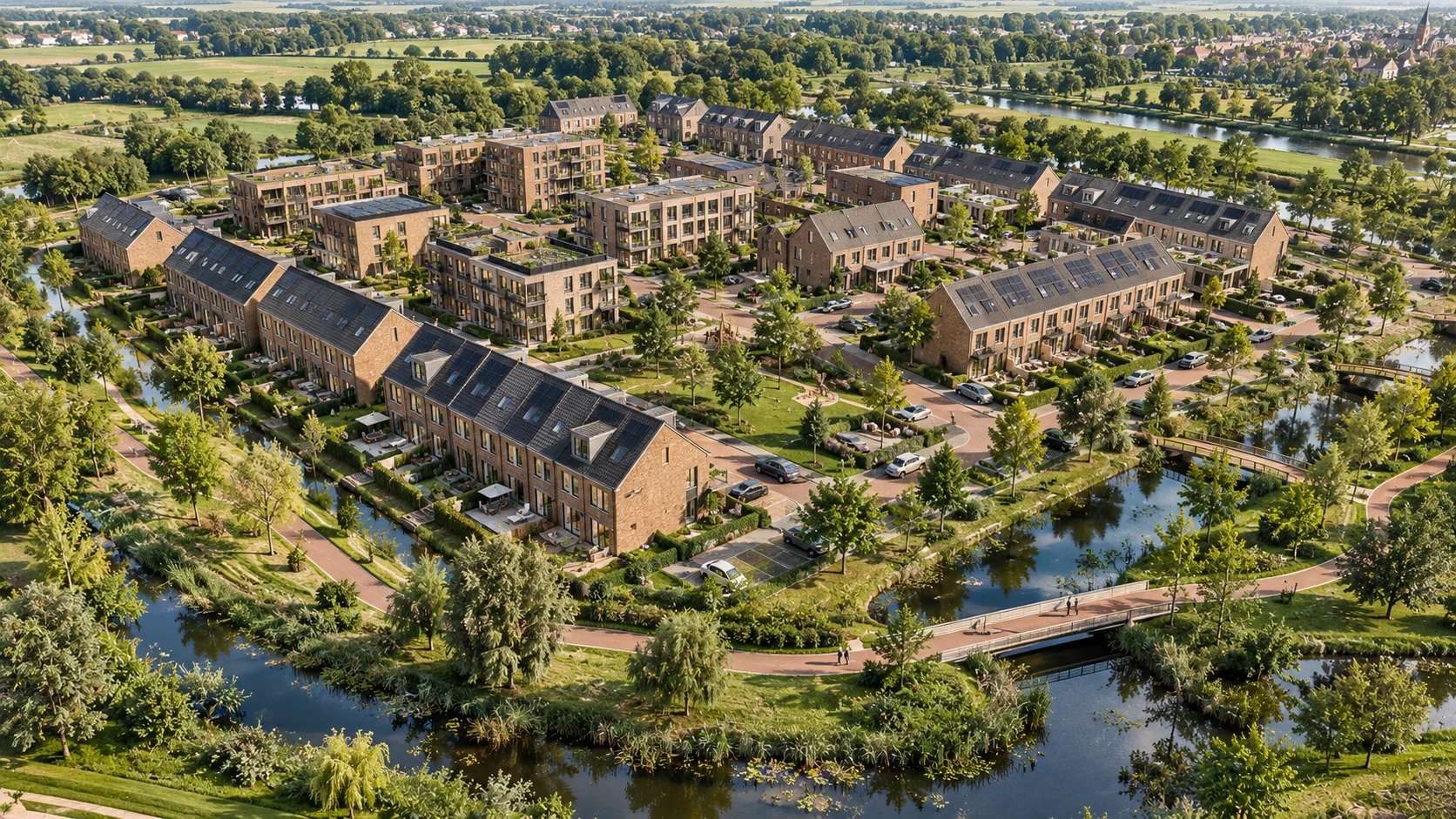 Aerial residential master plan rendering Amsterdam — 3D Architectural Animation Amsterdam