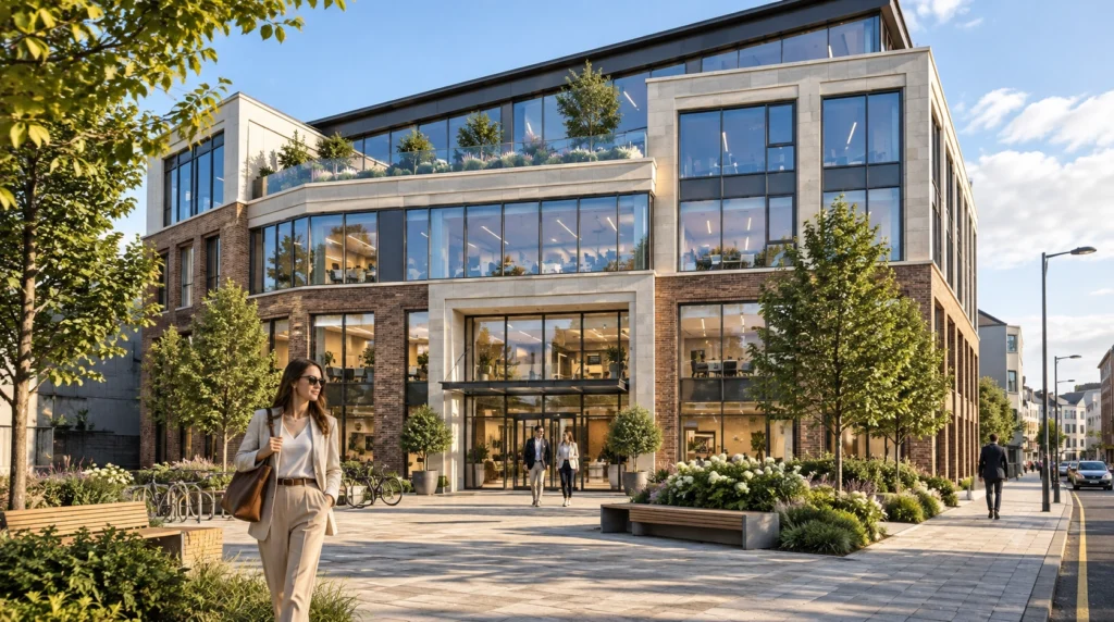Cork commercial office building 3d rendering during daytime — 3D Architectural Rendering Ireland