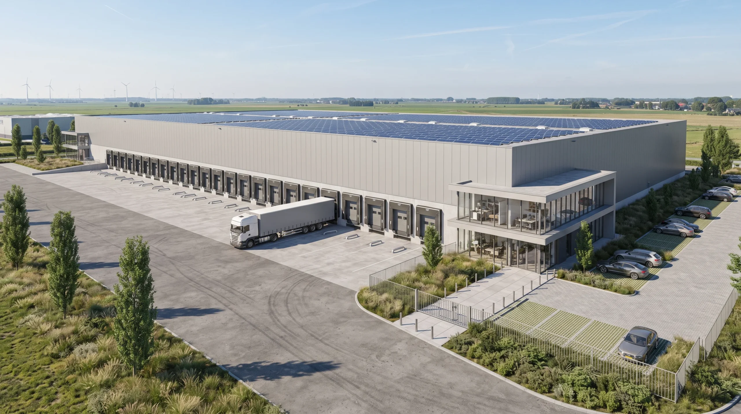 Industrial warehouse 3d exterior rendering Amsterdam — Architectural 3D Rendering Services Netherlands