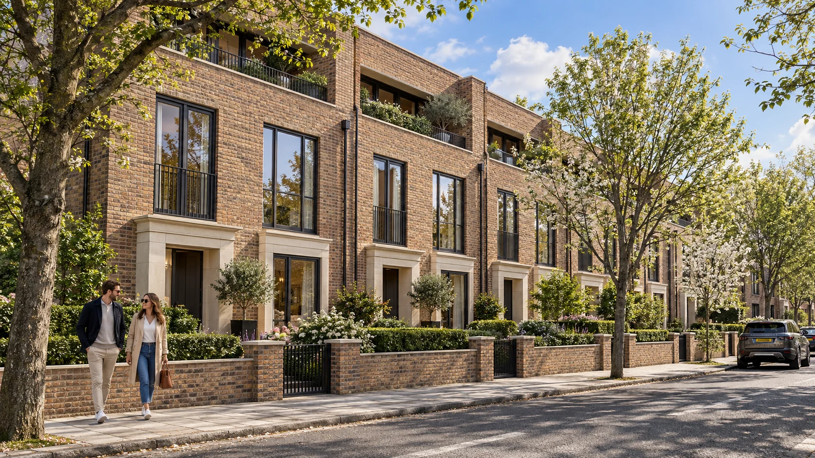 london townhouse exterior 3d rendering uk traditional brick facade — 3D Architectural Visualization Uk