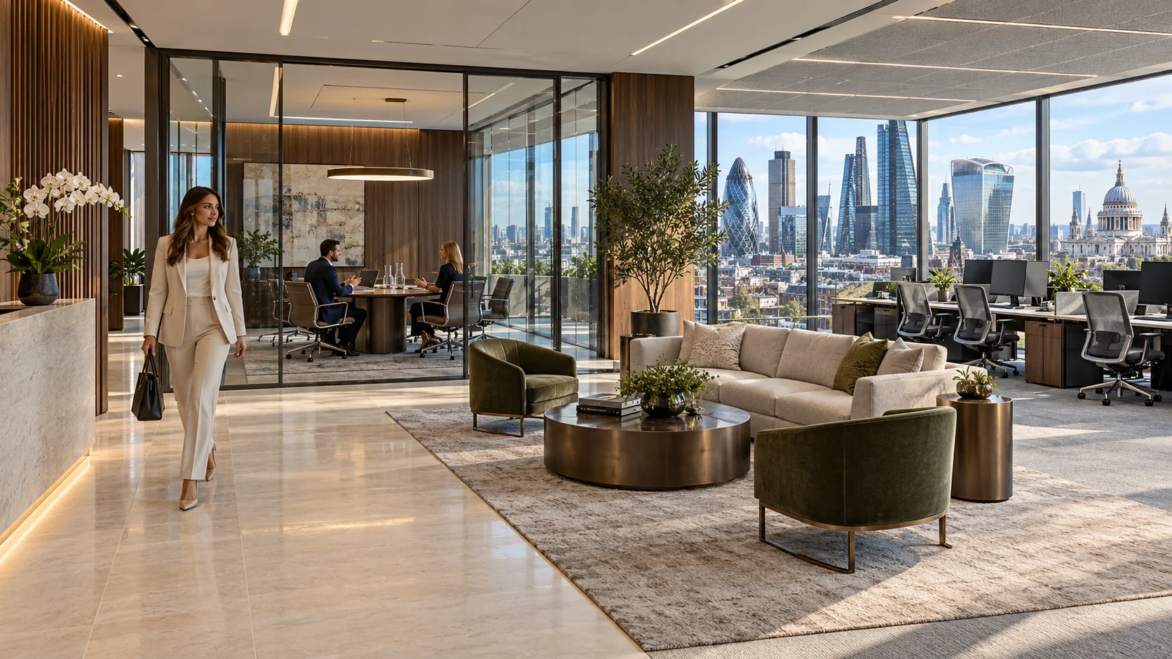 Modern corporate office interior London 3d rendering — Renderings Neubauprojekt Wien