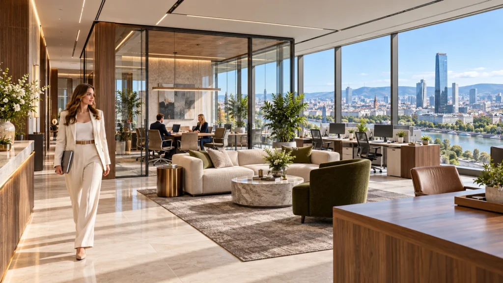 Modern executive office interior 3d rendering in Austria — 3D Grundrisse Wien
