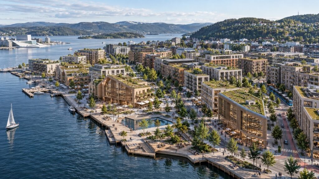 Oslo fjord waterfront masterplan 3D visualization and urban design — Architectural Rendering Sydney