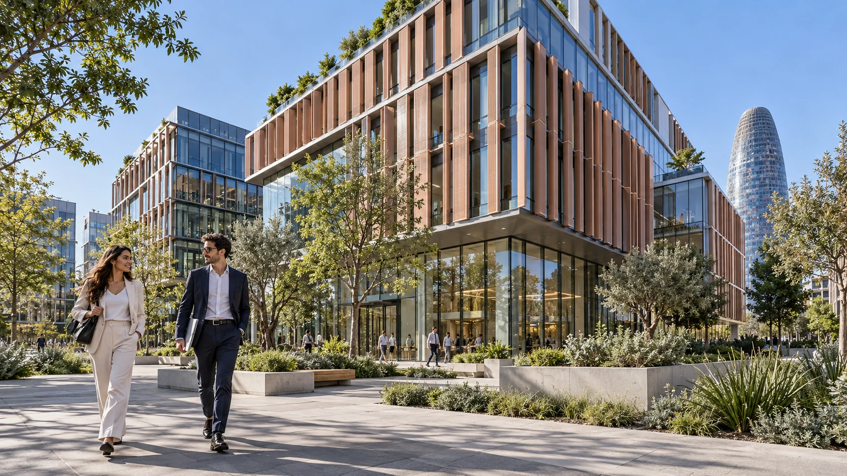 Daylight view of commercial office building in Barcelona — Resort 3D Rendering Spain