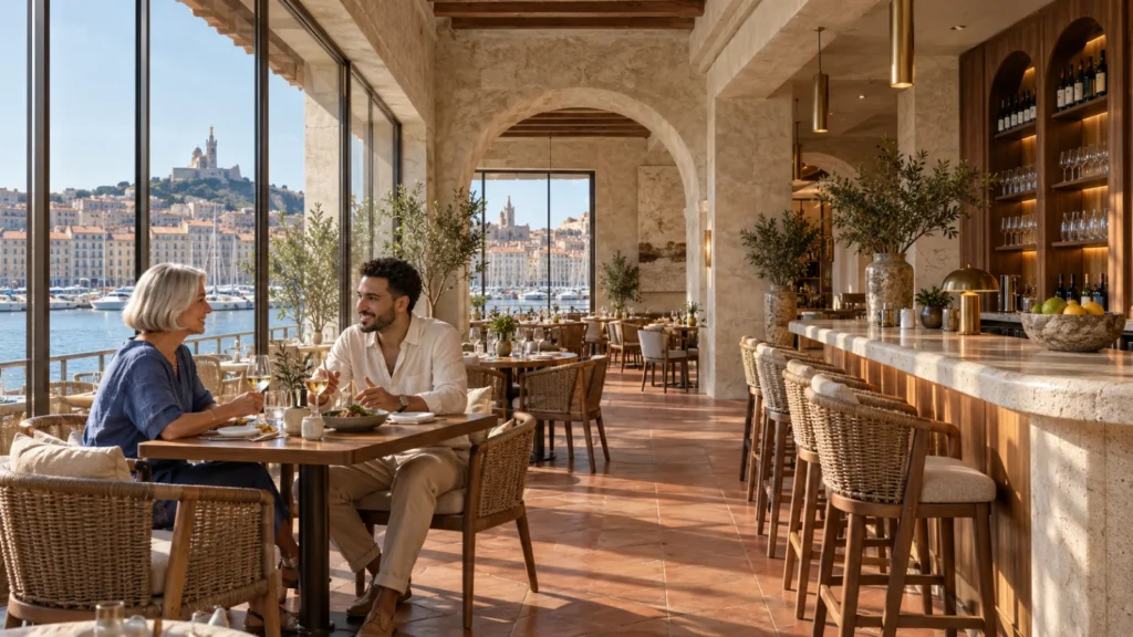 Marseille restaurant interior 3d rendering by Yantram Studio